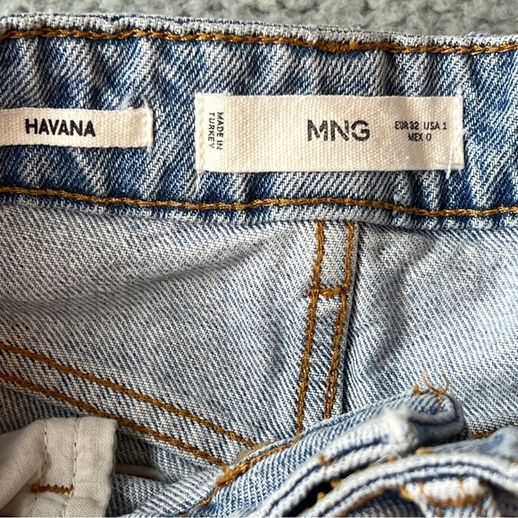 MNG Mango Havana Jeans Women's Size 1 Raw Hem Button closure Cropped - Picture 9 of 12